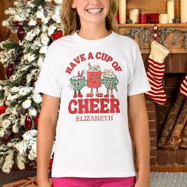 Retro Ha En Kopp Glädje Jul T Shirt