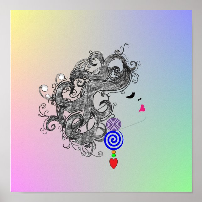 Retro Hair Mode Design Psychedelic Poster (Framsidan)