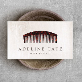 Retro Hair Stylist Tortoiseshell Comb Visitkort