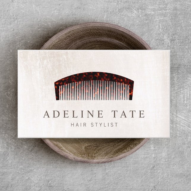 Retro Hair Stylist Tortoiseshell Comb Visitkort (Skapare uppladdad)