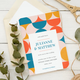 Retro Halcle Scallop Mid Century Bröllop Inbjudningar