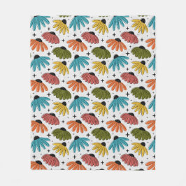 Retro Halftone Coneflowers Fleecefilt