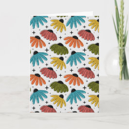 Retro Halftone Coneflowers Kort