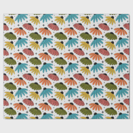 Retro Halftone Coneflowers Presentpapper