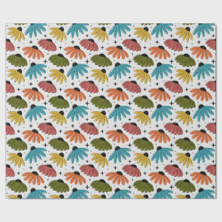 Retro Halftone Coneflowers Presentpapper