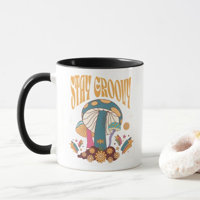 Retro Håll dig Groovy Svamp Mugg (Med munk)