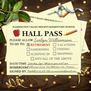 Retro Hall Pass Lärare Pensionärsfest Inbjudan