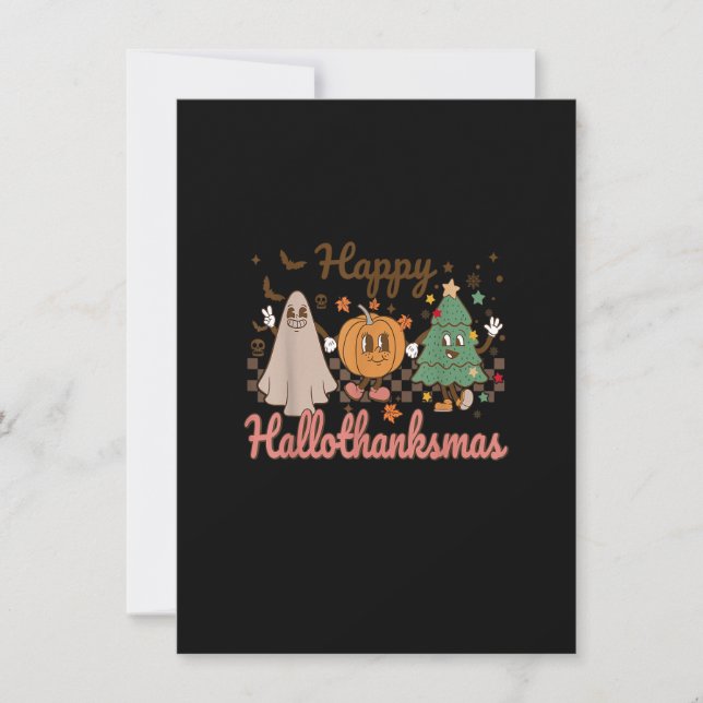 Retro Hallothanksmas Halloween Thanksgiving Kristu Inbjudningar (Framsida)