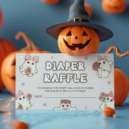 Retro Halloween Baby Shower Diaper Raffle Tilläggskort