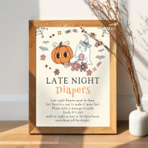 Retro Halloween Baby Shower Late Night Diables