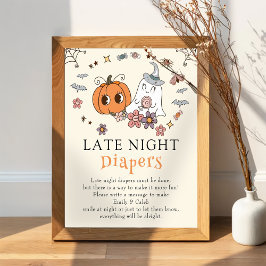 Retro Halloween Baby Shower Late Night Diables Poster