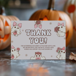 Retro Halloween Baby Shower Tack för ditt kort