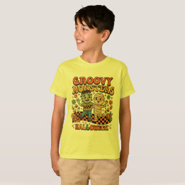 Retro Halloween Barn T-Shirt , Groovy Monsters