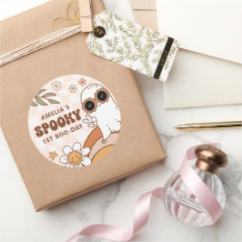 Retro Halloween Birthday Stickers Runt Klistermärke