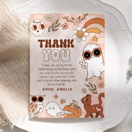 Retro Halloween Birthday Tack-kort Julkort