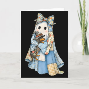 Retro Halloween Blå Denim Spöke Dachshund Rolig Kort