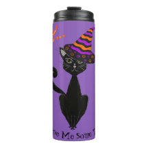 Retro Halloween Black Blasé Cat med Witches Hat