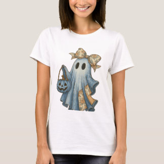 Retro Halloween Blue Denim Ghost-skjorta T Shirt