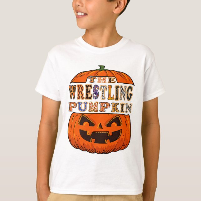 Retro Halloween Blue Denim Patchwork Spooky Ghost T Shirt (Framsida)