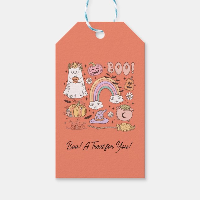 Retro Halloween Boo! Ett fördrag för dig! Presentetikett (Framsidan)