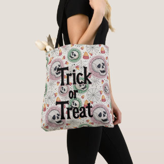 Retro Halloween Bus eller godis Candy Tote Bag Tygkasse