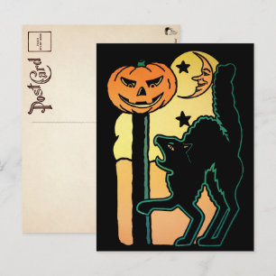 Retro Halloween Cat Vykort