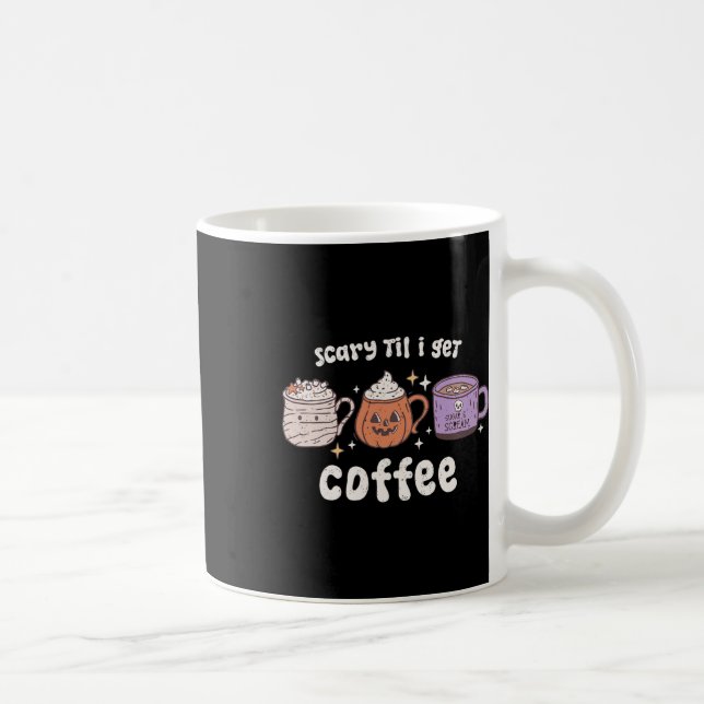 Retro Halloween Coffee Scary Til Jag hämtar kaffe  Kaffemugg (Höger)