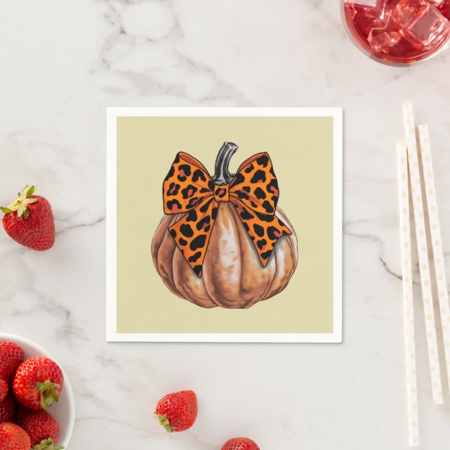Retro Halloween Coquette Bow Pumpkin Spooky Fall Pappersservett (Insitu)