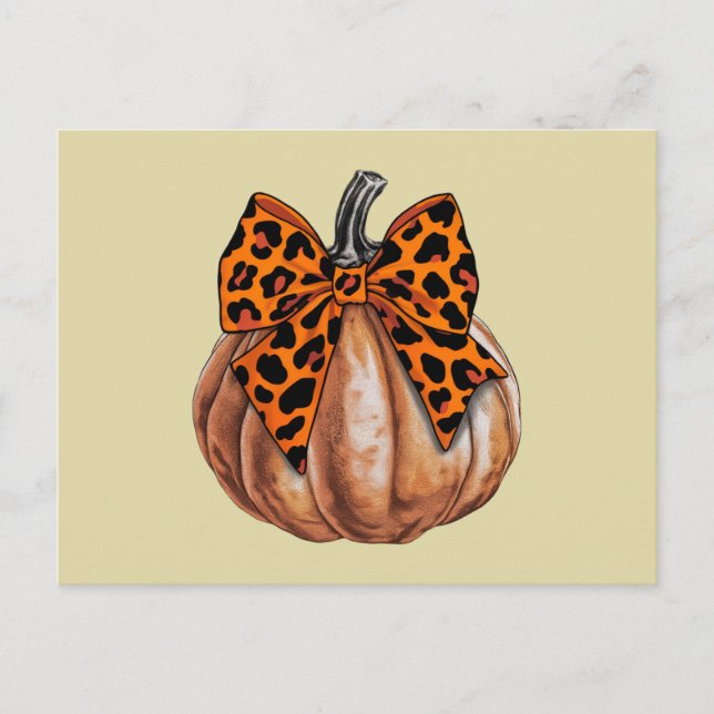 Retro Halloween Coquette Bow Pumpkin Spooky Fall Vykort (Framsida)