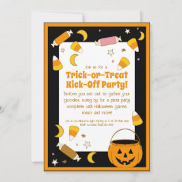 Retro Halloween Costume eller Trunk eller Treat Pa Inbjudningar