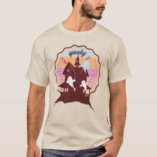 Retro Halloween Costume Spooky Haunted House Ghost T Shirt
