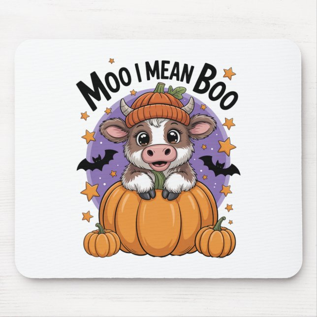 Retro Halloween Cow Moo I Elak Boo Funny Fall Musmatta (Framsidan)
