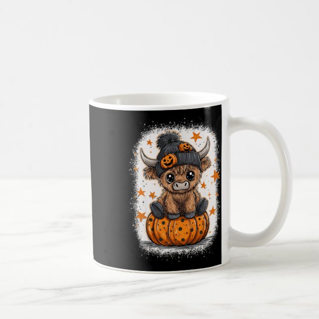Retro Halloween Cow Pumpkin Fall Cow-Thanksgiving Kaffemugg (Höger)