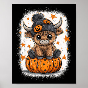 Retro Halloween Cow Pumpkin Fall Cow-Thanksgiving Poster