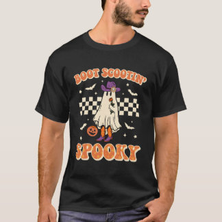 Retro Halloween Cowgirl Ghost Western Boot Scootin T Shirt