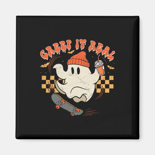 Retro Halloween Creep Det riktiga Ghost Boy Fall S Magnet (Framsidan)