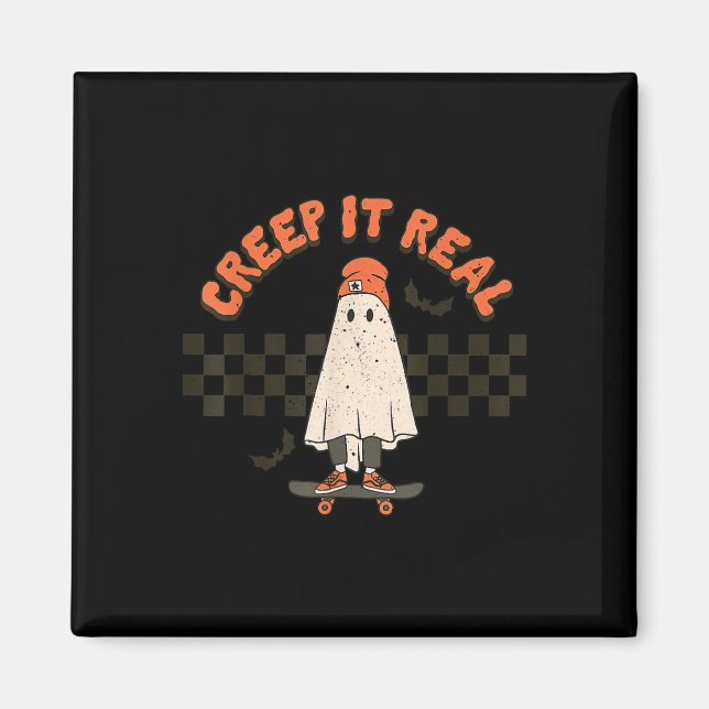Retro Halloween Creep det riktiga Ghost Boy Fall S Magnet (Framsidan)