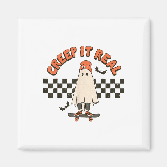 Retro Halloween Creep Det riktiga Ghost Boy Fall S Magnet (Framsidan)