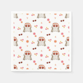 Retro Halloween Cute Kids Blommigt Ghost Pappersservett