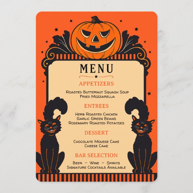 Retro Halloween-dekor stil bröllopsmeny Meny (Framsida)
