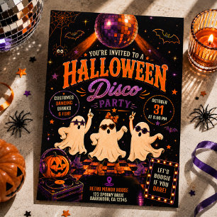 Retro Halloween Disco Kostymfest Inbjudningar