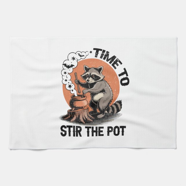 Retro Halloween Feral Time to Stir The Pot Kökshandduk (Horisontell)