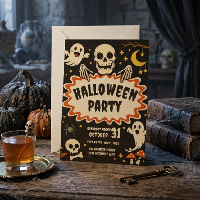 Retro Halloween-fest-inbjudan Inbjudningar (Skapare uppladdad)