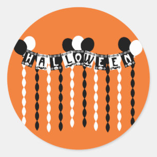 Retro Halloween fest Streamers Runt Klistermärke