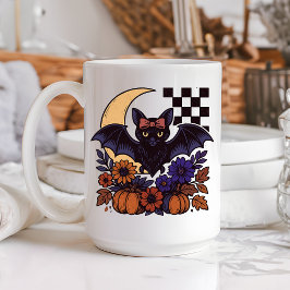 Retro Halloween Fladdermus med Måne gotisk estetis Kaffemugg