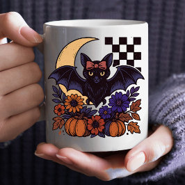 Retro Halloween Fladdermus med Måne gotisk estetis Kaffemugg