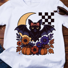Retro Halloween Fladdermus med Måne gotisk estetis T Shirt