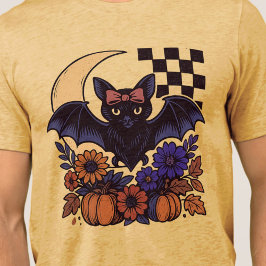 Retro Halloween Fladdermus med Måne gotisk estetis T Shirt