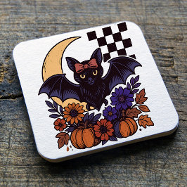 Retro Halloween Fladdermus med Måne gotisk estetis Underlägg Papper Kvadrat