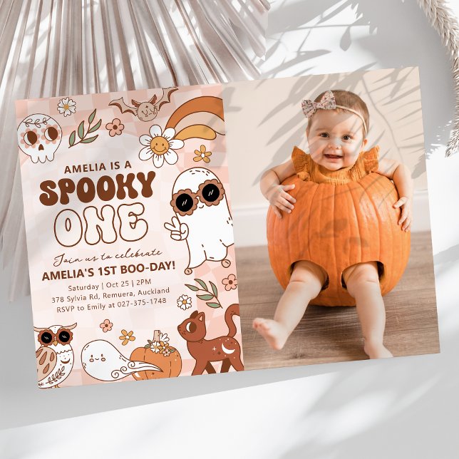 Retro Halloween-fotoinbjudan från födelsedagsdagen Inbjudningar (Skapare uppladdad)
